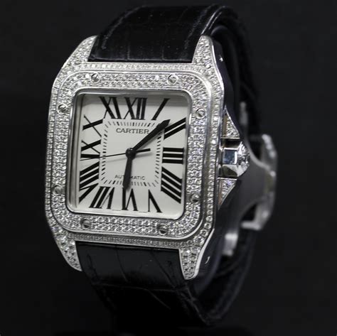 cartier santos watch for sale|cartier santos 100 diamond price.